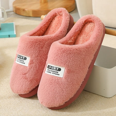 

ZTTD 2022 New Couple Women s Winter Home Leisure Non Slip Plush Slippers Red
