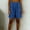 #0078-Blue, variant on Women's Cotton Casual Elastic Waist Comfy Curling Knee Length Bermuda Shorts with Pocket