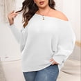 thumbnail image 5 of Babysbule Plus Size Womens Sweaters New Arrivals Women Large Solid Round Neck Sweater Off Shoulder Loose Fashion Knit Women's Fashion, 5 of 6