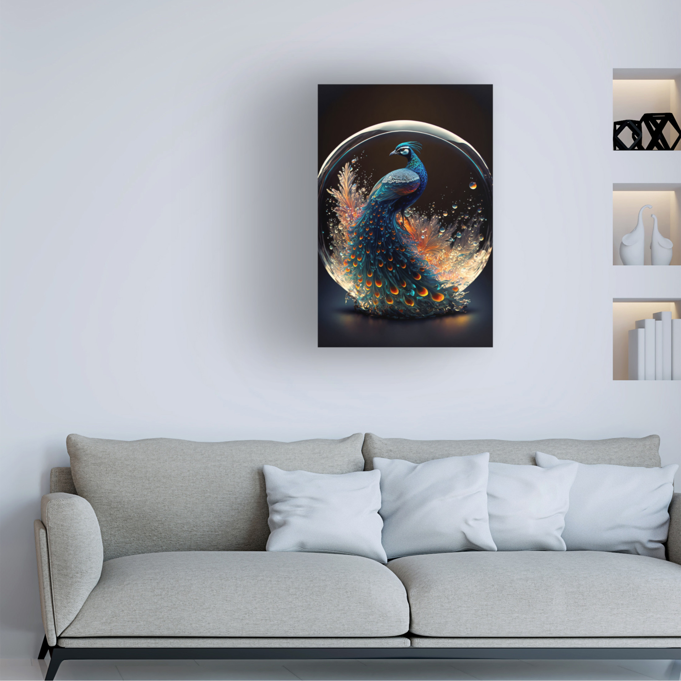 Canvas Wall Art - Ray Heere 'Proud Peacocks 7' Wall Art for Living Room, Bedroom, or Office Décor by Trademark Fine Art - 22 x 32 Inches
