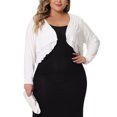 thumbnail image 2 of Unique Bargains Women Plus Size Long Sleeve Elegant Cropped Cardigans Shrugs Bolero 1X White, 2 of 6