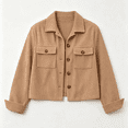 thumbnail image 3 of Dweltoz Womens Cropped Corduroy Jacket Button Down Long Sleeve Coats Lightweight Casual Fall Winter Outwear,Green S, 3 of 5
