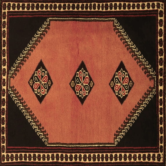 Ahgly Company Indoor Square Southwestern Brown Country Area Rugs, 3' Square