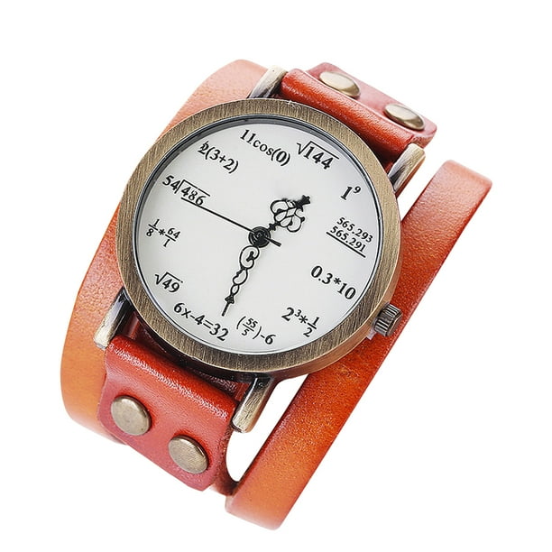sweethay Couple Leather Alloy Watch Women Men Adjustable Party Traveling Wrist Style Wristwatch Leather Band Casual Accessory Banquet Relojes Naranja