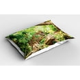 thumbnail image 2 of Ambesonne Leopard Pillow Sham 2 Pack, Tropic Wild Jungle Leaf, 26"x20", Brown Green, 2 of 3