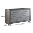 thumbnail image 5 of Benjara Reno 58 Inch Dresser, 6 Drawers, Chrome Handles, Chrome Bracket Legs, Gray, 5 of 9