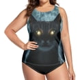 thumbnail image 4 of Women's Printed Tankini Top - High Elasticity Slim-Fit Swimsuit with Removable Straps & Cups, Perfect for Beach & Pool Parties，Skinny Little Cat, 4 of 7