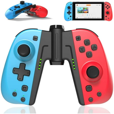Zecatl Joycon Replacement Controller For Nintendo Switch Switch Lite W Grip Connector L R Joy Pad Remote Programmable Macros Turbo Motion Control Dual Shock Red Blue Walmart Canada