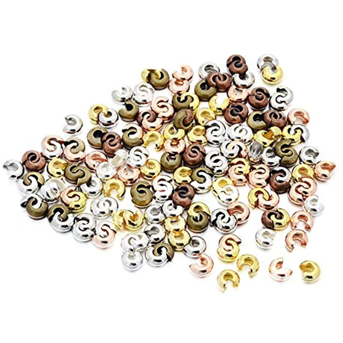 500pcs Multicolored Mixed Style Iron Crimp Beads Covers for Jewelry Making 4mm