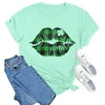 thumbnail image 1 of LAZYCHILD St. Patrick's Day Shirts for Women Funny Lips Tongue Shamrock TShirt St. Paddys Day Green Clover Short Sleeve Tops, 1 of 6