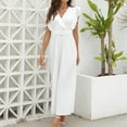 thumbnail image 4 of Women's Summer Casual V Neck Ruffled High Belt Belt Accordion Pleated Trouser Legs Solid Color Sleeveless Jumpsuit Denim Romper plus Size Long Jumpsuits for Women Suits And Rompers for Women Sump Suit, 4 of 8