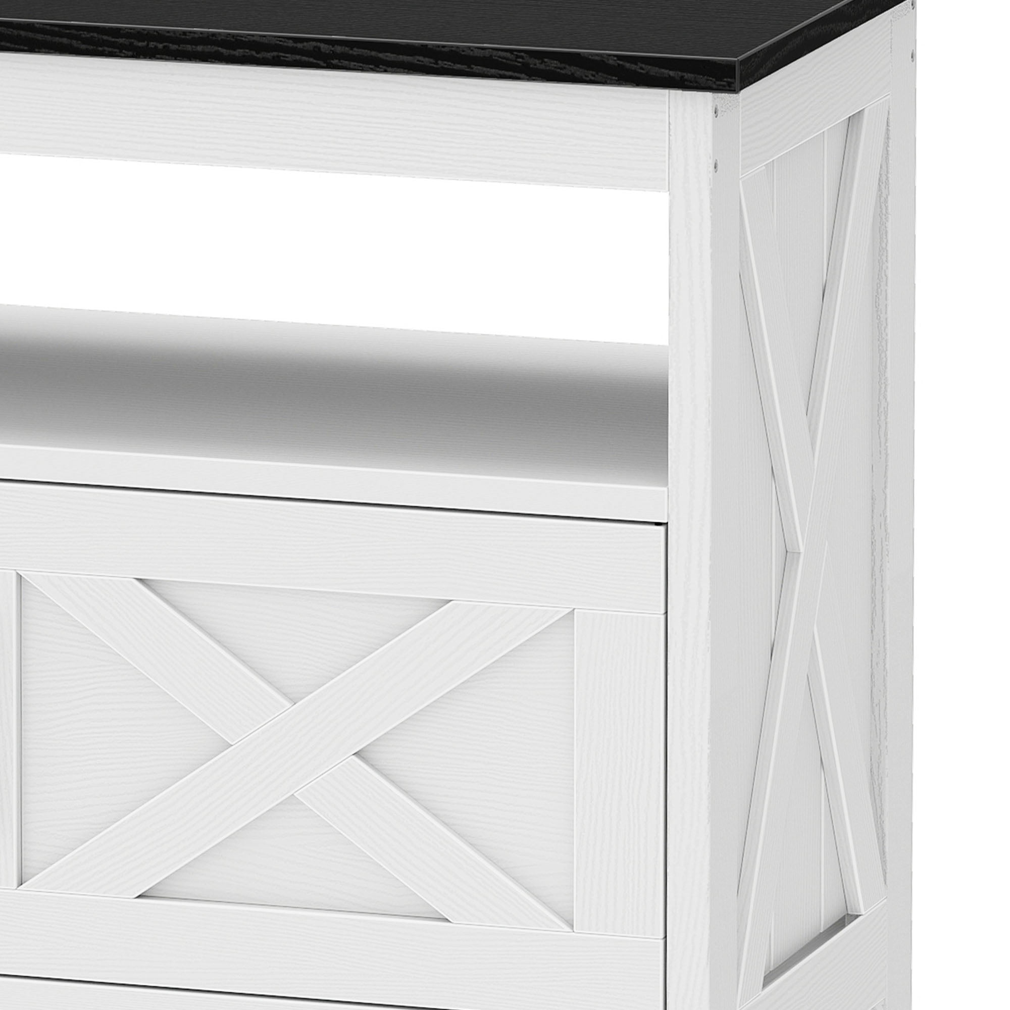 Uforic 59" Farmhouse TV Stand for 55/60 Inch TV with Power Outlet,Entertainment Center TV Console with Door, White & Black