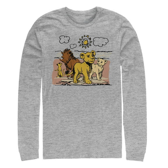 Men's Lion King Best Friends Cartoon  Long Sleeve Shirt Black X Large