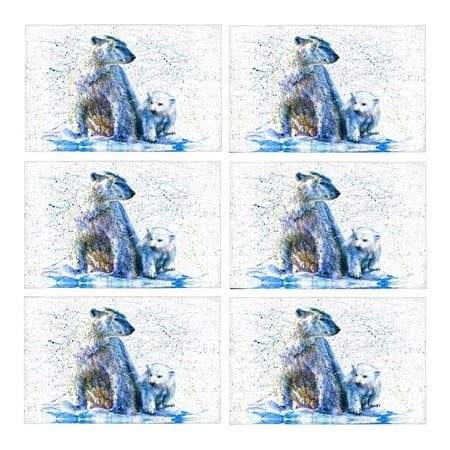 

MKHERT Watercolor Polar Bears Animal Painting Placemats Table Mats for Dining Room Kitchen Table Decoration 12x18 inch Set of 6