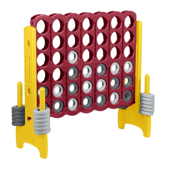 ECR4Kids Jumbo 4-To-Score Giant Game with 42 Rings and Reset Sliders, Cardinal, Gold