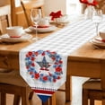 thumbnail image 2 of Patriotic American Flag Table Runner Linen Burlap Table Runner 90 Inches Long Blue Red Flowers Wreath Gray Plaid Dresser Scarves for Kitchen Island Coffee Dining Room Party Wedding Decor 13"x90", 2 of 8