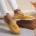 thumbnail image 4 of Women's Slip On Suede Loafers Comfortable Lightweight Business Dress Shoes Wide Width Slip On Sneakers Yellow Size 8, 4 of 8