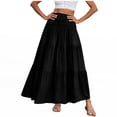 thumbnail image 3 of Vetsdori Black Women Summer Solid Color Casual Long Skirt With High Waist And Flowing Long Skirt And Half Skirt, 3 of 6