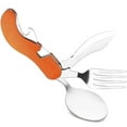 thumbnail image 5 of 4-In-1 Camping Utensils, Portable Stainless Steel Spoon, Fork, Knife & Bottle Opener Combo Set - Travel, Backpacking Cutlery Multitool, Red, 5 of 5
