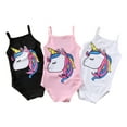 thumbnail image 3 of Bilo Baby Girl Unicorn Print One-Piece Swimsuit Beachwear Bathing Suit 3 Colors (110/2-3 Years, Black), 3 of 4