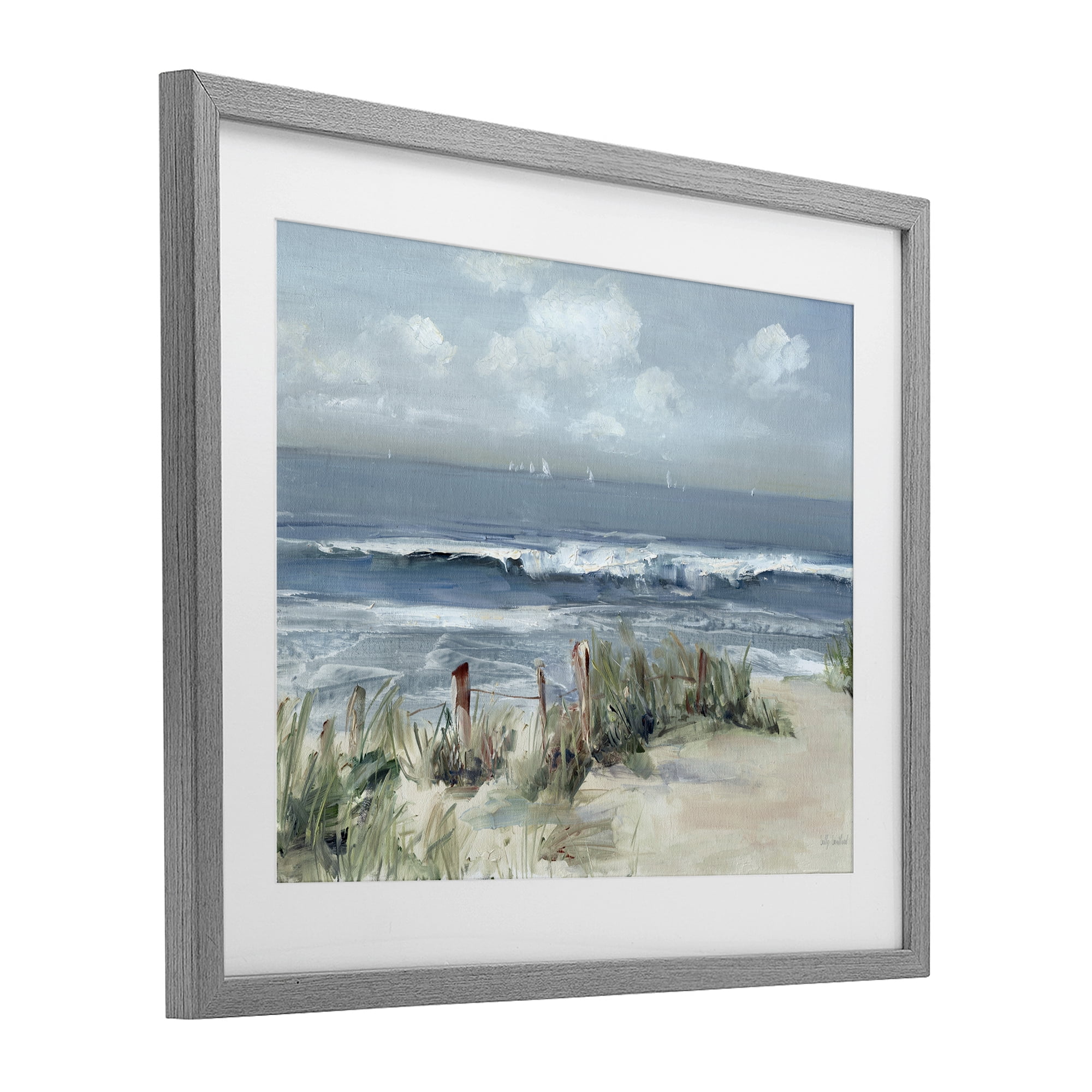 Stupell Industries Brushed Expression of Coast Gray Framed Print Under Glass, design by Sally Swatland