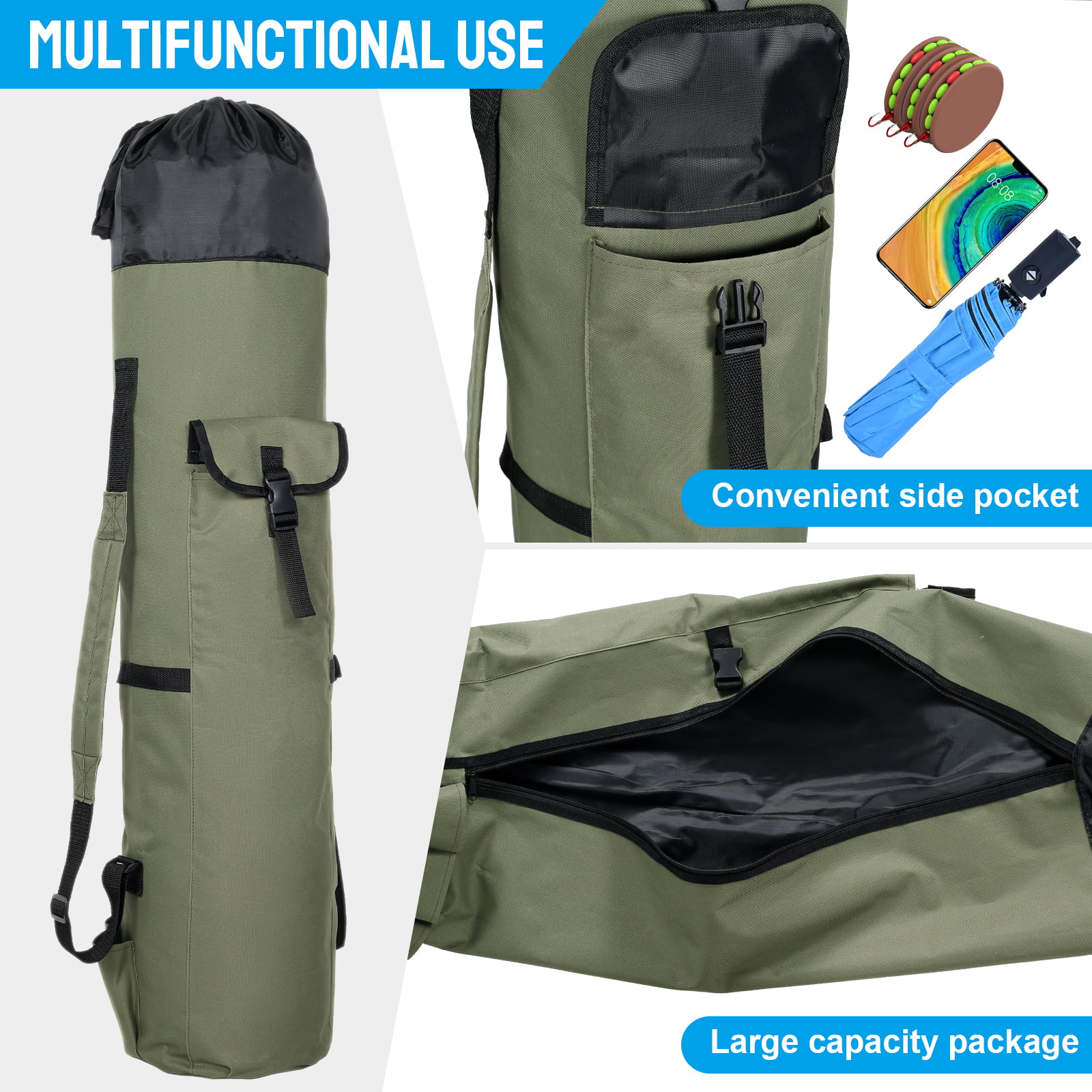 Fishing Pole Bag Durable Folding Oxford Fabric Fishing Tackle Carry Case  Bag Large Capacity Fishing Rod Case 5 Poles For Outdoor - AliExpress