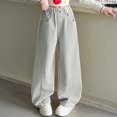 thumbnail image 6 of Stamzod Baggy Jeans for Girls Solid Color Wide Leg Denim Pants High Waisted Elastic Jean Fashion Streetwear 7Years, 6 of 8