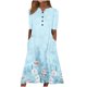thumbnail image 2 of ICHUANYI Clearance Fashion Women Summer Printing Causal V-Neck Button Short Sleeve Vacation Pockets Dress(Blue, XL) ICHUANYI WER2023081001733, 2 of 4
