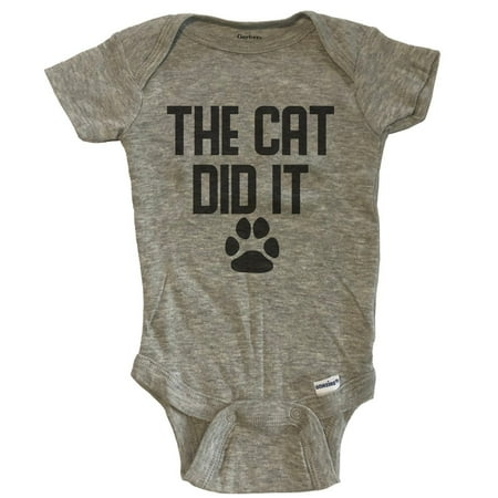 

The Cat Did It Funny Baby Bodysuit - Grey