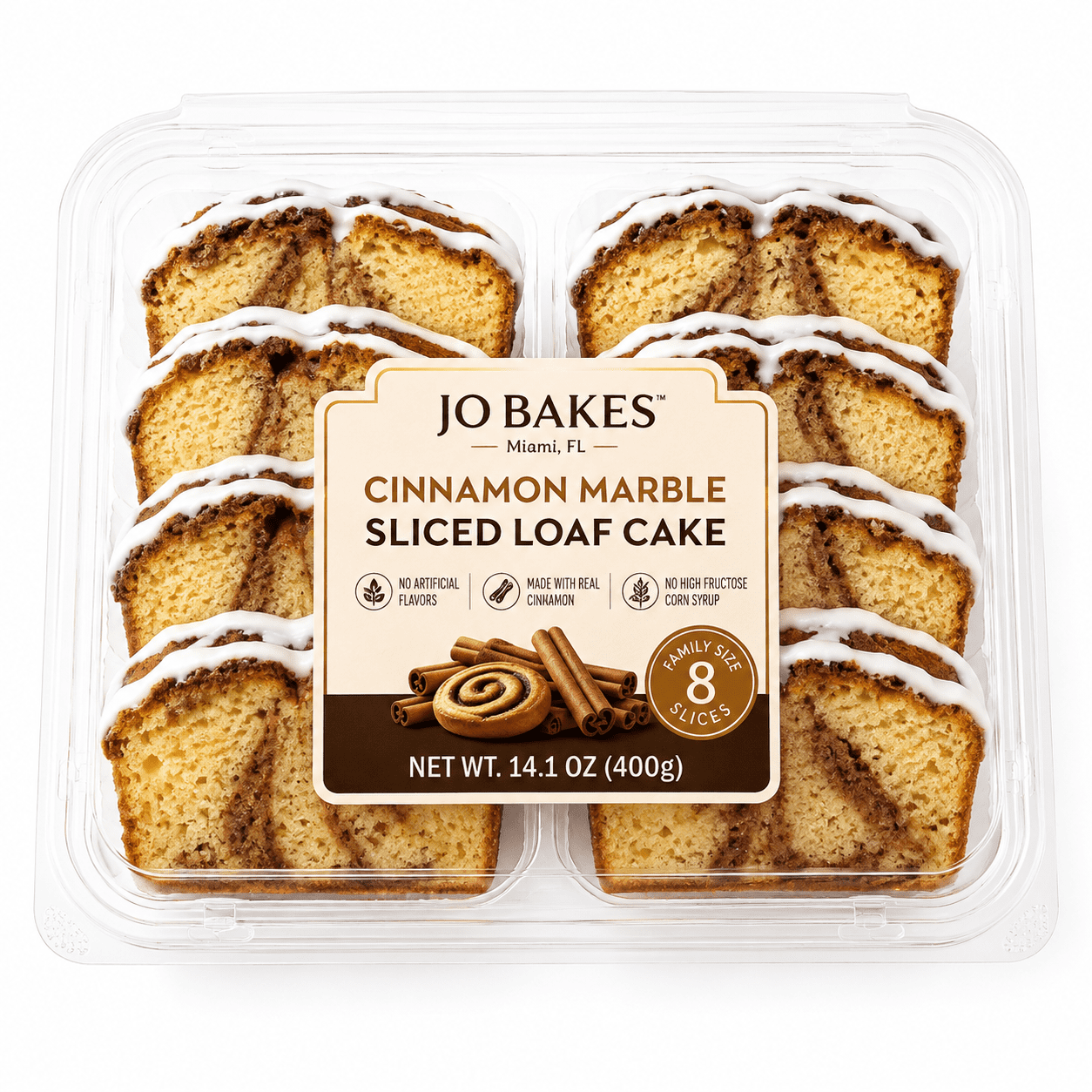 Cinnamon Swirl Sliced Loaf Cake, Fresh-Baked, 8 Count, 14.1 oz – JO BAKES