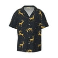 thumbnail image 2 of Lsque Christmas Deers print Men's Cuban Collar Short Sleeve Shirt Summer Beachwear Casual Button Down Fashionable Vacation Leisure Shirt-Large, 2 of 7