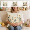 thumbnail image 7 of Todaioua Embroidered Throw Pillow Cover 18x18 2D Print Decorative Pillow Case with Zipper for Living Room Couch Sofa Bed Boho Spring Summer Cozy Aesthetic Cute Daisy Design Bedroom Home Decor, 7 of 7