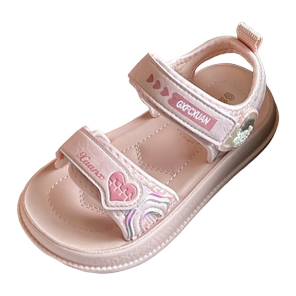 Staki Girls Sandals Summer Shoes Open Toe Elastic Back Strap Sandals Flat for Little Kids Big Kids Pink,9 Toddler