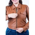 thumbnail image 4 of Chamarra corta de vinipiel Roman Fashion /Tallas Extras, 18048 (Chedron) cafe 36, 4 of 5