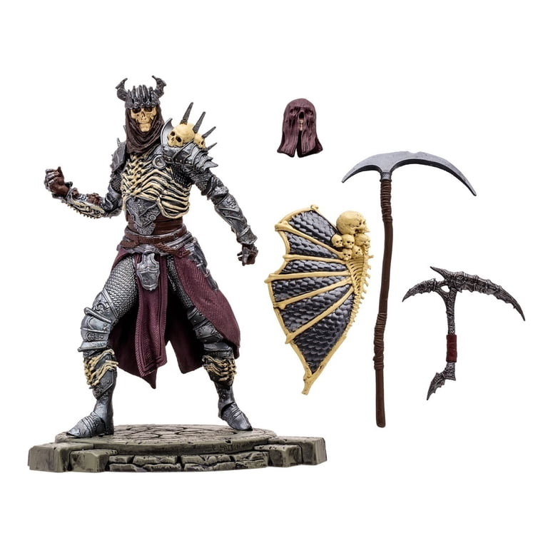 Figurine Diablo IV Nécromancien Bone Spirit 1/12 – Tête Interchangeable, 2 Armes, Bouclier, Base, Dès 14 Ans