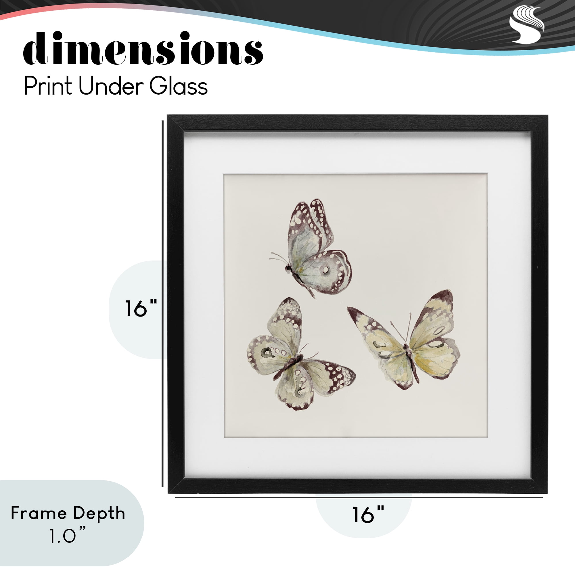 Stupell Industries Isolated Butterflies on Beige Black Framed Print Under Glass, design by Patricia Pinto