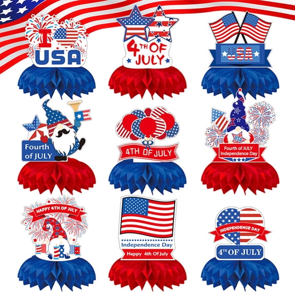 250 Anniversary Usa 4Th Of July Independence Day Decorations Red, White Blue Honeycomb Set Fourth Of Decorative Props Party Supplies