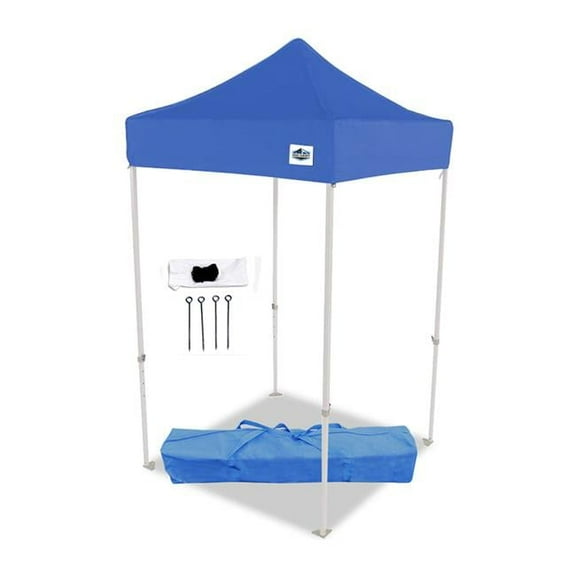 5 x 5 ft. Tuff Tent Instant Pop Up Canopy with 1 in. Aluminium Frame, Guy Ropes & Stakes, Blue