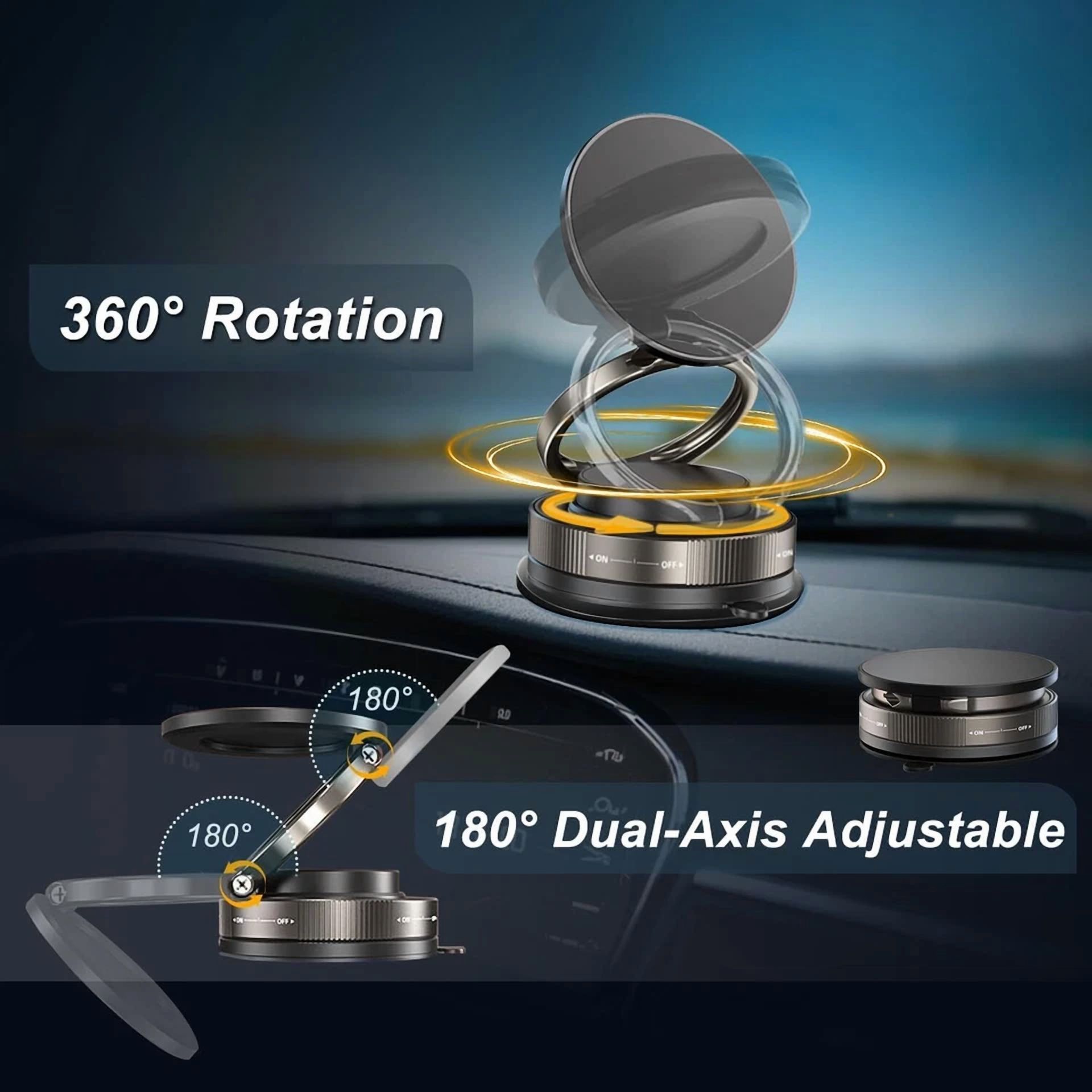 360° Vacuum Magnetic Phone Holder Stand, Strong Suction Cup Mobile Stand For Car
