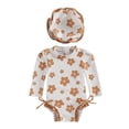 thumbnail image 1 of Baby Girls Long Sleeve Rash Guard Swimwear with Cap Toddler Bathing Suit, 1 of 3