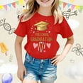 thumbnail image 2 of MIXUE Toddler Girls Tops & T-Shirts Summer Cute Preschool Graduation Print Round Neck Short Sleeve Loose Fit Casual T Shirts Activewear,Red,4-5 Years, 2 of 4