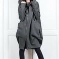 thumbnail image 2 of Women's Hooded Pocket Sweatshirt Zipper Mid Length Loose Jacket Solid Color Hoodie Plus Size Coats for Women Grey 5XL, 2 of 5