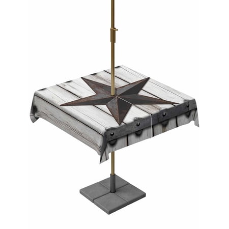 Outdoor Tablecloths with Umbrella Hole & Zipper Texas Star Retro 60x60 Inch Square Tablecloths Vintage Brown Wooden Art Waterproof Table Cloth Patio/Pool/Picnic Table Covers