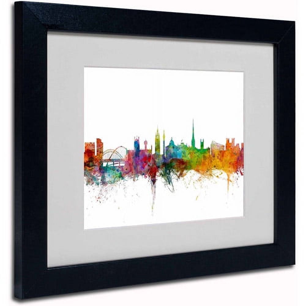Trademark Fine Art "Newcastle England Skyline II" Canvas Art by Michael Tompsett, Black Frame