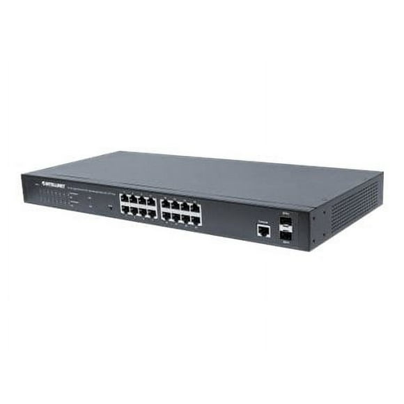 Intellinet 16 x 2 x SFP 1PoE+ (PoE+/PoE) 6Switch 2 SFP -Port Gigabit Ethernet Web-Managed with Ports, PoE Ports, IEEE 802.3at/af Power over Ethernet Endspan, 19 Rackmount" - Commutateur - Managé - 16 x 10/100/1000 + 2 x SFP - Ordinateur de Bureau, Montable en Rack - PoE+ (220 W)