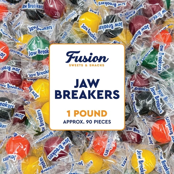 Jawbreakers 1 Pound Bag – Individually Wrapped Large Hard Candy Balls – Assorted Colors, Long-Lasting Jaw Breakers Candy – Bulk Jawbreaker Treats for Parties, Snacking, & More. Orange, Lime, Grape, C
