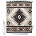 thumbnail image 2 of Brown Boho Waterproof Fabric Shower Curtain,Vintage Rustic Southwest Aztec Geometric Waterproof Fabric Shower Curtain for Bathroom Curtains Bathtubs Shower Curtains with 12 Hooks Extra Long 72x96, 2 of 8