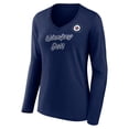 thumbnail image 2 of Women's Navy Winnipeg Jets Forge Long Sleeve V-Neck T-Shirt, 2 of 4