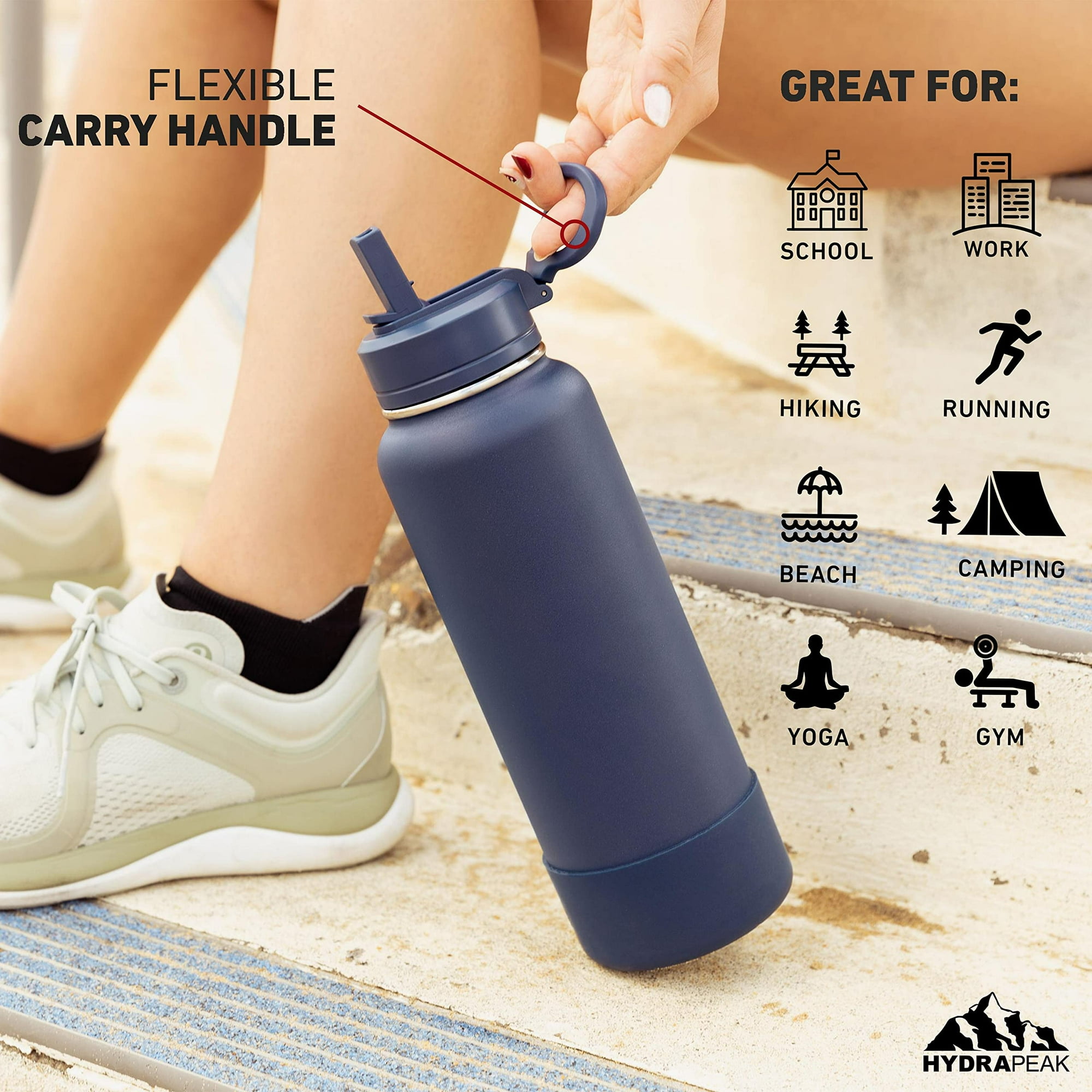 Hydrapeak Borraccia termica sportiva con cannuccia o coperchio chug, a