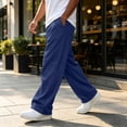 thumbnail image 5 of Baggy Sweatpants Men Fashion Casual Wide Leg Drawstring Waist Sweatpants Loose Fit Sweat Pants for Gym Athletic with Pockets Dark Blue XL, 5 of 8